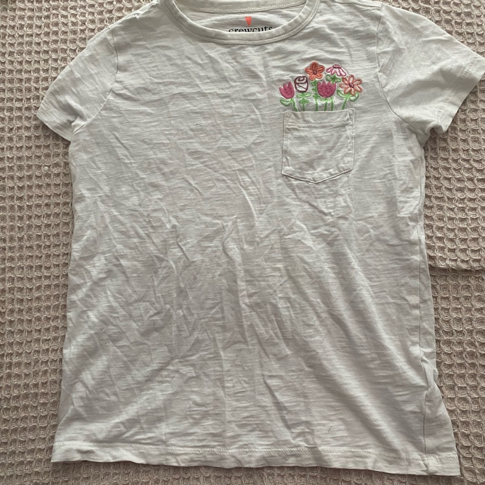Crewcuts Light Gray Kids Tee with Floral Design